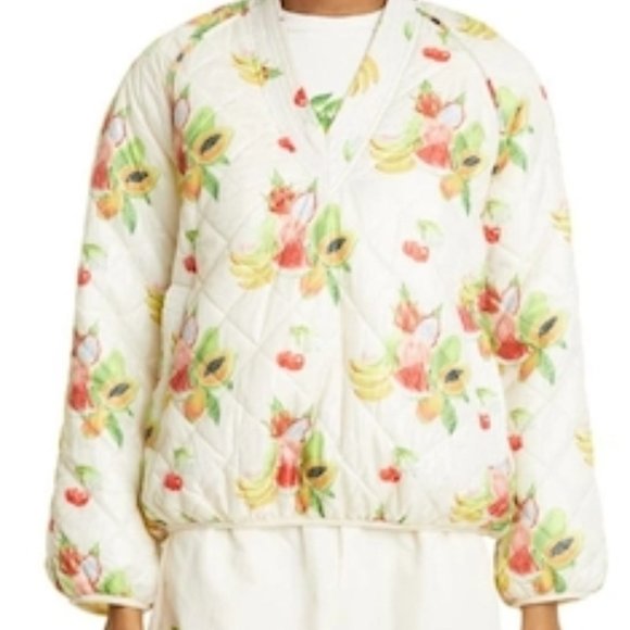 Melody Ehsani fruit print quilted pullover v-neckline and side pockets NWT - Picture 12 of 13